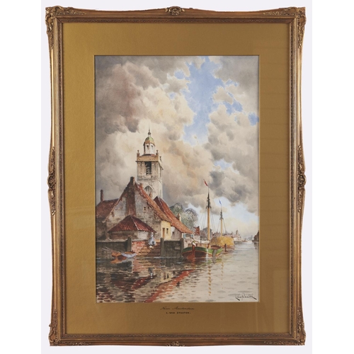 1008 - Louis van Staaten (1836-1909) - Near Amsterdam, signed, watercolour, 59 x 39.5cm