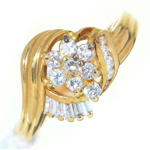 1 - A diamond cluster ring, in 18ct gold, import marked, Birmingham 1991, 3.2g, size M½... 