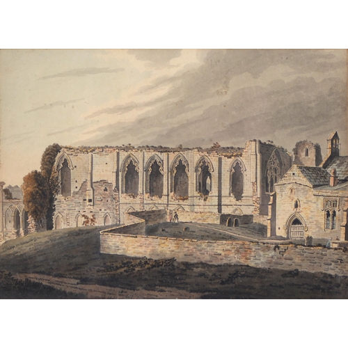 1044 - Attributed to John Roe of Warwick (Fl. 1771-1812) - Easby Abbey Yorkshire, watercolour, 27 x 38cm... 