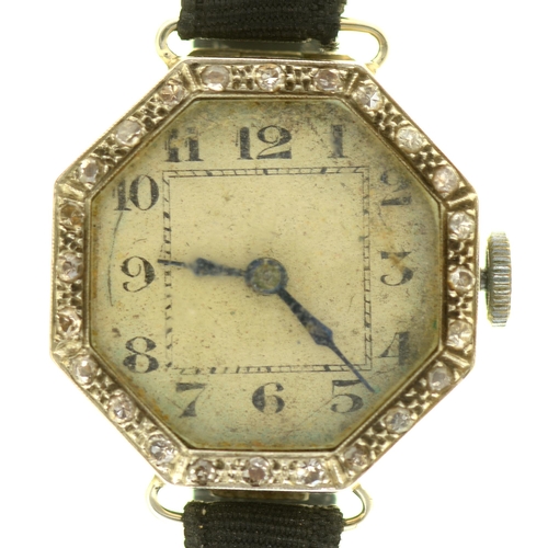 37 - An octagonal diamond cocktail watch, in 18ct white gold, 21 x 21mm, Birmingham 1928