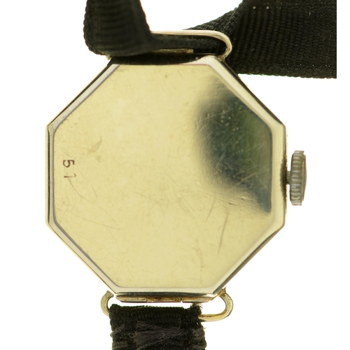 37 - An octagonal diamond cocktail watch, in 18ct white gold, 21 x 21mm, Birmingham 1928