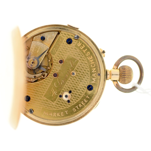 41 - A Swiss 18ct gold keyless lever watch, H Samuel Market Street Manchester 75030, the three quarter pl... 