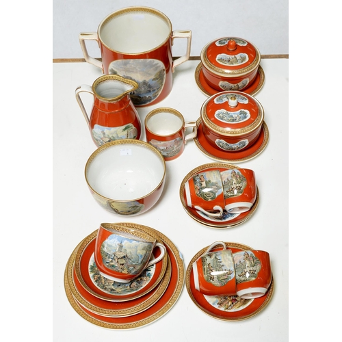 476 - A collection of F & R Pratt coloured earthenware, c1860, to include two butter tubs and covers, ... 