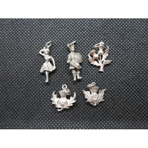 23 - 5x Scottish themed silver charms 11.9g