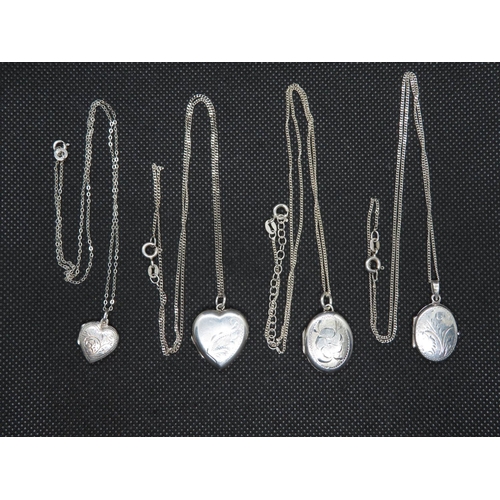 40 - Job lot of 4x silver lockets and chain 18g