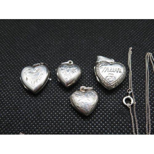56 - Job lot of 6x vintage silver heart lockets 16