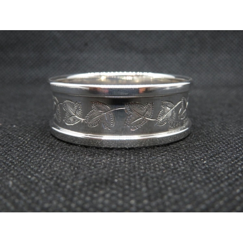 58 - Vintage silver napkin ring with vacant cartouche Birmingham 1970
