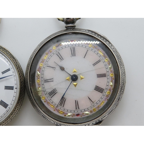 10 - 2x silver ladies pocket watches