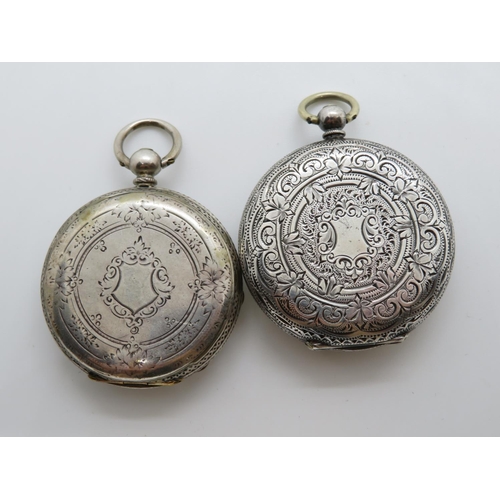 10 - 2x silver ladies pocket watches
