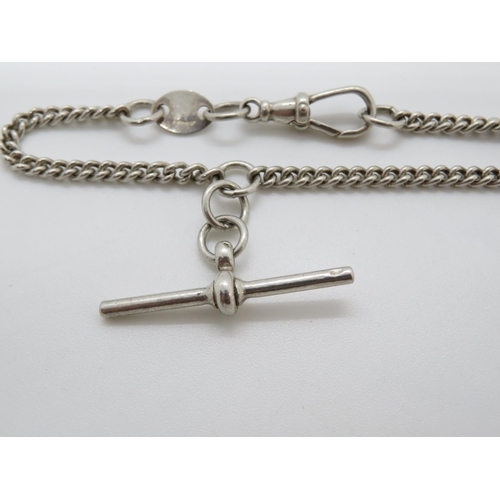 42 - Silver watch chain bracelet with T bar 11g
