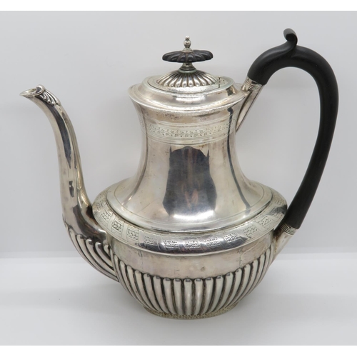 6 - Nicely HM silver Walker and Hall coffee pot 707g