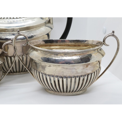 7 - Walker and Hall HM silver tea set 3 pieces 1066g