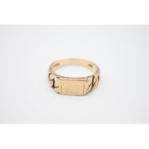 vintage 9ct gold curb link design signet ring 5.2g Size W