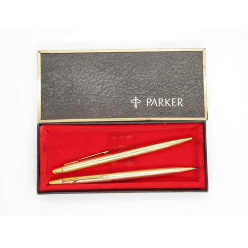 Boxed Parker biro and pencil