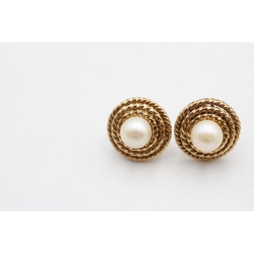 10 - 2 x 9ct gold pearl earrings inc. amethyst, stud (5.6g)