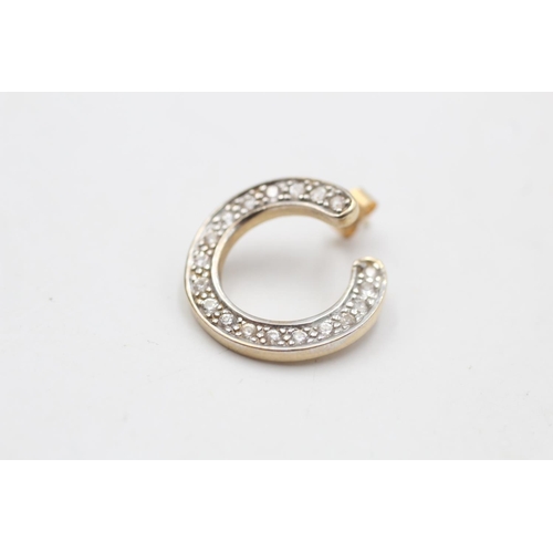 29 - 9ct gold clear gemstone open twist hoop earrings (3.2g)