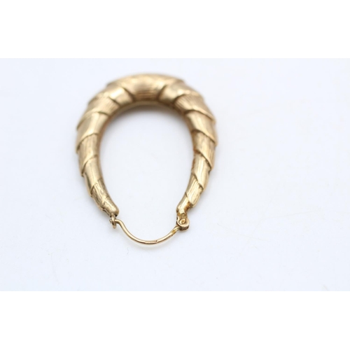 53 - 9ct gold vintage large creole hoop earrings (3.4g)