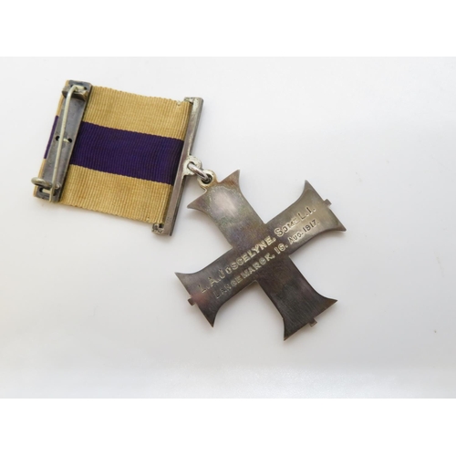 201 - WWI Military Cross to L.A. Joscelyne Somerset Light Infantry inscribed LANGE MARCK 16th August 1917w... 