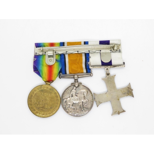 208 - Military Cross and pair mentioned in dispatches oakleaf to Cptn E.B. Nicholson Royal Scots London Ga... 
