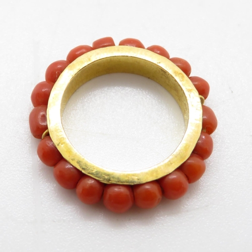 12 - 18ct gold and coral ring size J