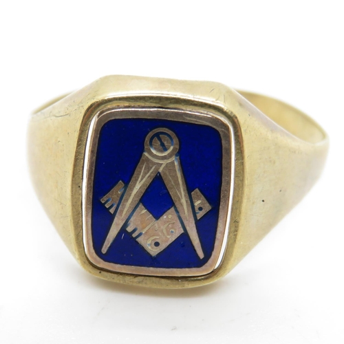 16 - 9ct gold reverso Masonic ring size X 5g