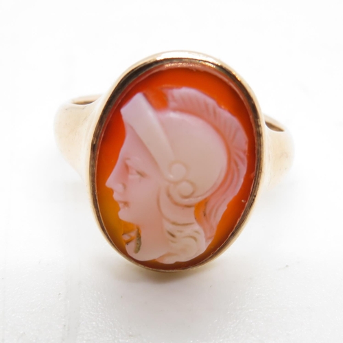 2 - Antique 9ct agate Solidar ring Chester HM by maker RP size n 4.8g