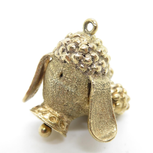 40 - 9ct gold articulated dog head charm 8g