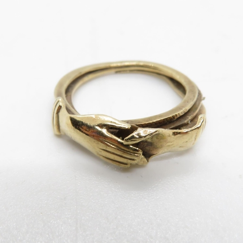 6 - 9ct gold FEDE/GIMMEL ring as seen size M