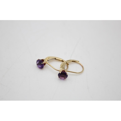 14ct gold vintage amethyst drop earrings (0.8g)