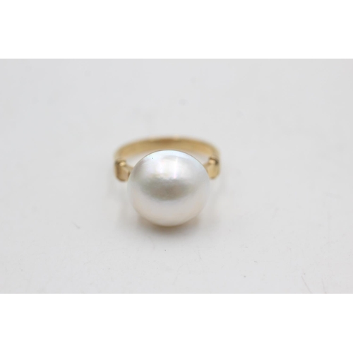35 - 14ct gold pearl dress ring (3.7g) Size K