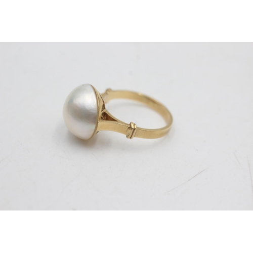 35 - 14ct gold pearl dress ring (3.7g) Size K