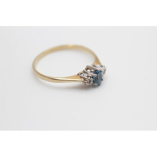45 - 9ct gold diamond & topaz ring (1.5g) Size P