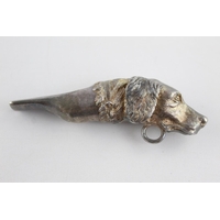 Vintage Novelty Silver Plated Dog's Head WHISTLE Working