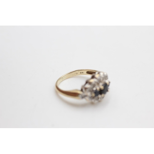 19 - 9ct gold sapphire & diamond ring (2.8g) size H