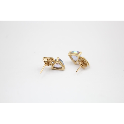 32 - 9ct gold diamond & mystic topaz stud earrings (1.4g)