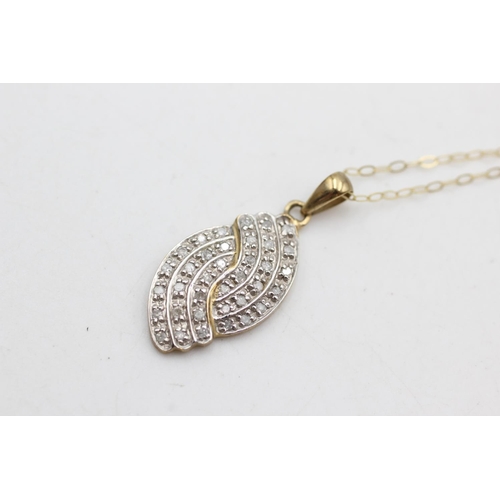 39 - 9ct gold diamond pendant necklace (2.3g)