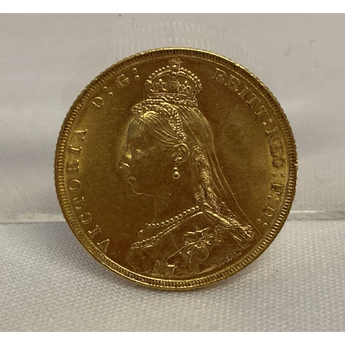 108 - A Victoria Jubilee head full sovereign dated 1888 with Melbourne mint mark.   Selling on behalf of a... 