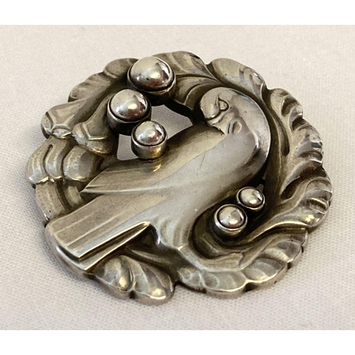 18 - A vintage Georg Jensen silver bird brooch #165 with 