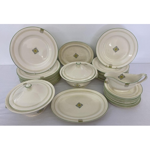 15 - A collection of mid century Mintons Ceramic dinner ware in green & yellow patternation. Comprising: ... 