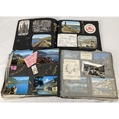 1158 - 2 vintage holiday albums from 1950's-70's, to British & European destinations. Containing postcards,... 