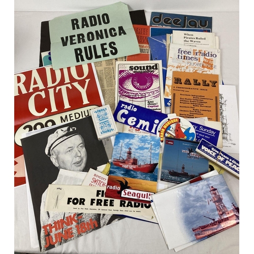 1159 - A collection of offshore pirate radio station ephemera. To include: posters, stickers, postcards, ma... 