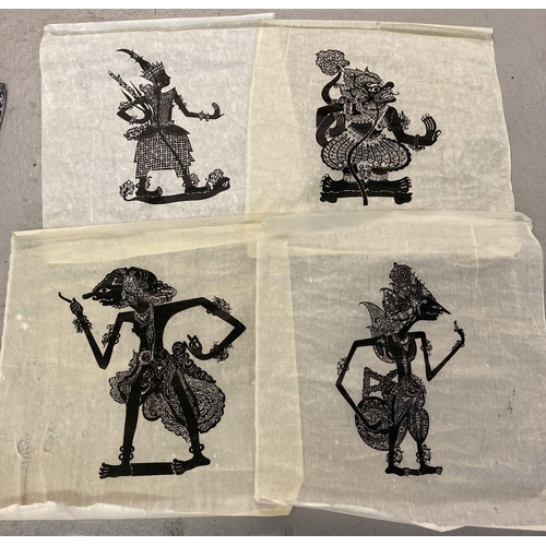 1116 - 4 vintage monochrome Indian block prints. On rice paper, of figural designs. Vendor advises these we... 
