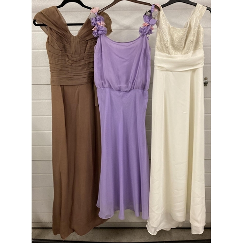 157 - 3 vintage full length sleeveless evening dresses, to include Berkertex.