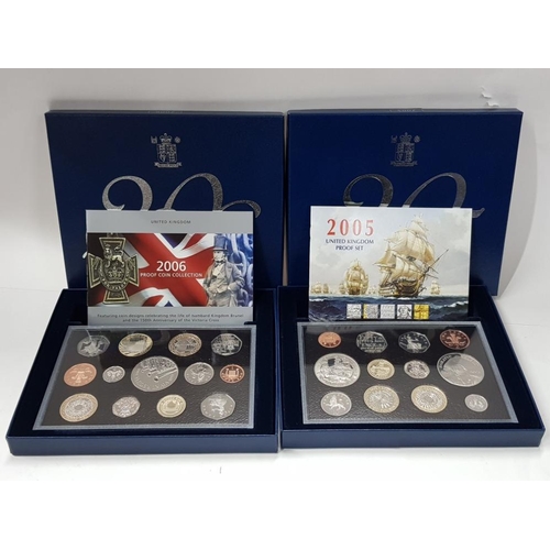 202 - 2 ROYAL MINT PROOF YEAR SETS INCLUDES 2005 12 COIN NELSON SET TOGETHER WITH 2006 BRUNEL SET 13 COINS... 