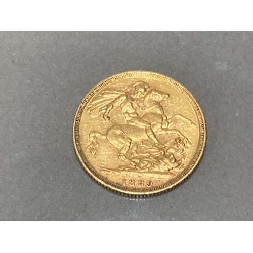 16 - 22CT GOLD IN 1889 FULL SOVEREIGN COIN
