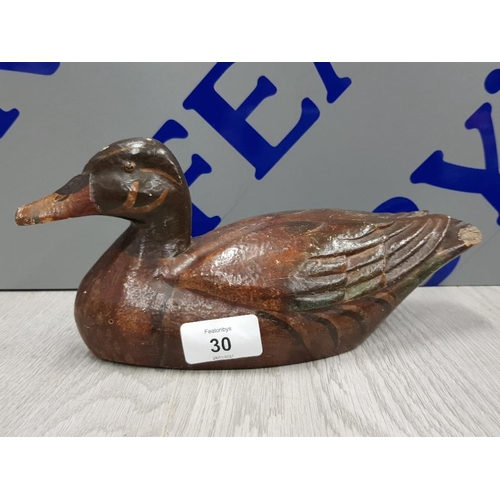 30 - MATCHING PAIR HAND CARVED WOODEN DECOY DUCKS