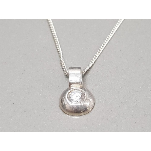 29 - SILVER AND CZ PENDANT ON CHAIN