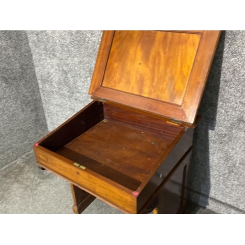 14 - Late Victorian mahogany Clerks desk with original leather top insert and inkwell (storage underneath... 