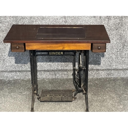 16 - Original Victorian mahogany Singer sewing table with machine