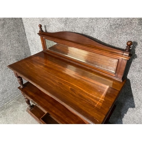 19 - Fabulous Victorian period mahogany 3 tier side unit with detachable top mirror back and fluted corne... 